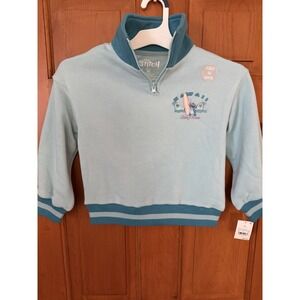 Girls' Disney Stitch Hawaii 1/4 Zip Up Blue Long Sleeve Sweatshirt Size XS NWT